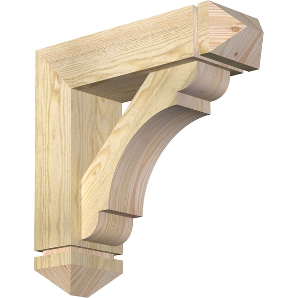 Ekena Millwork Olympic Arts and Crafts Rough Sawn Bracket w/ Offset Brace, Douglas Fir, 6"W x 20"D x 20"H BKT0604X20X20OLY03RDF - main